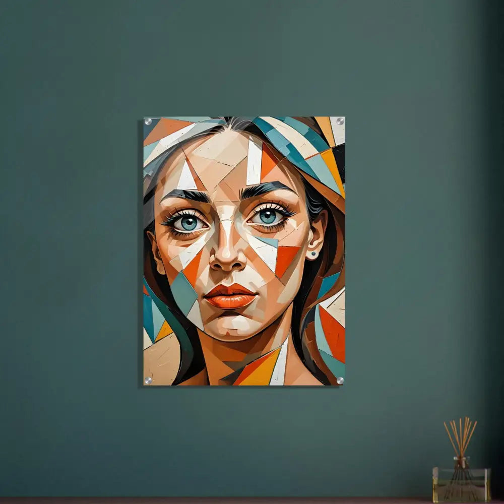 Abstract geometric portrait of a woman on PixiOnyx Dreamscape Crystal acrylic print