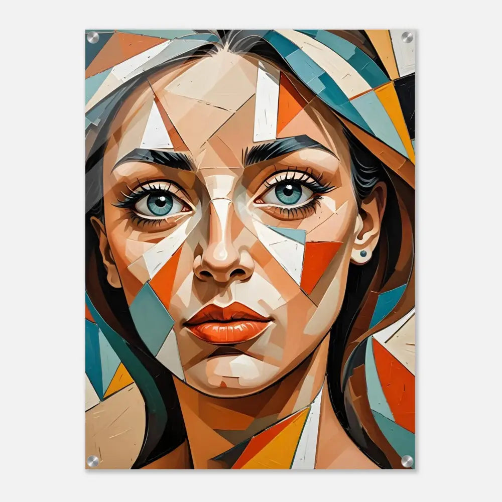 Abstract geometric portrait of a woman on PixiOnyx Dreamscape Crystal Acrylic Print
