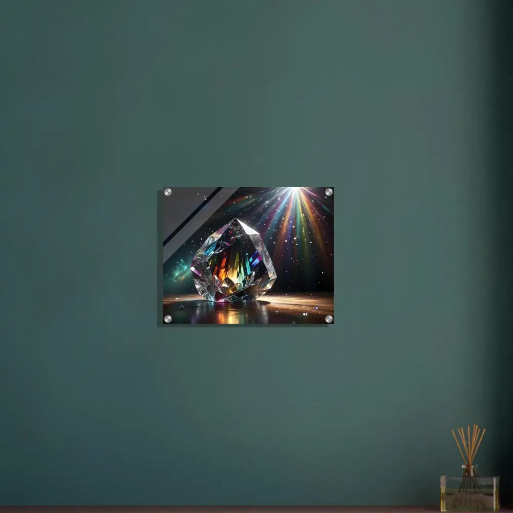 Prismatic crystal artwork acrylic print showcasing vibrant colors and crystal clarity