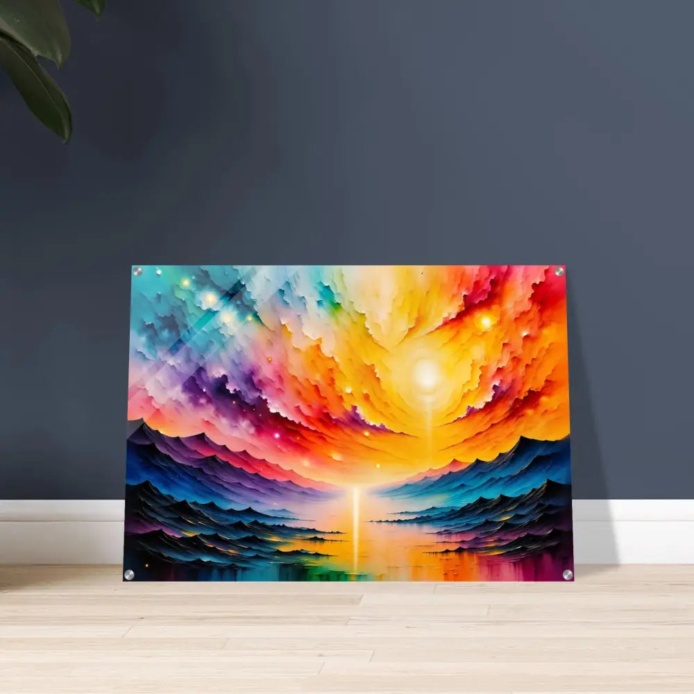 Vibrant colorful abstract landscape art print showcasing Radiant Horizon with PixiOnyx Depth