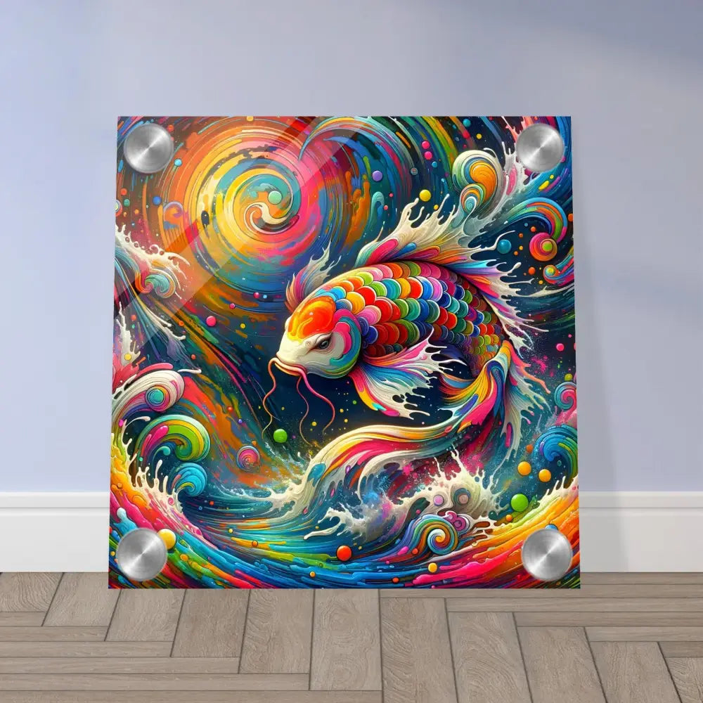 Colorful Koi Fish Art Acrylic Print Rainbow Koi PixiOnyx Crystal Swirl Psychedelic Nature