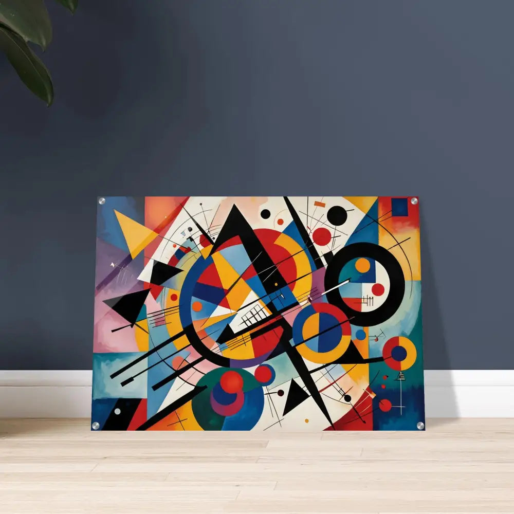 Abstract geometric painting displayed as Acrylic Print Rhythmic Geometry by PixiOnyx