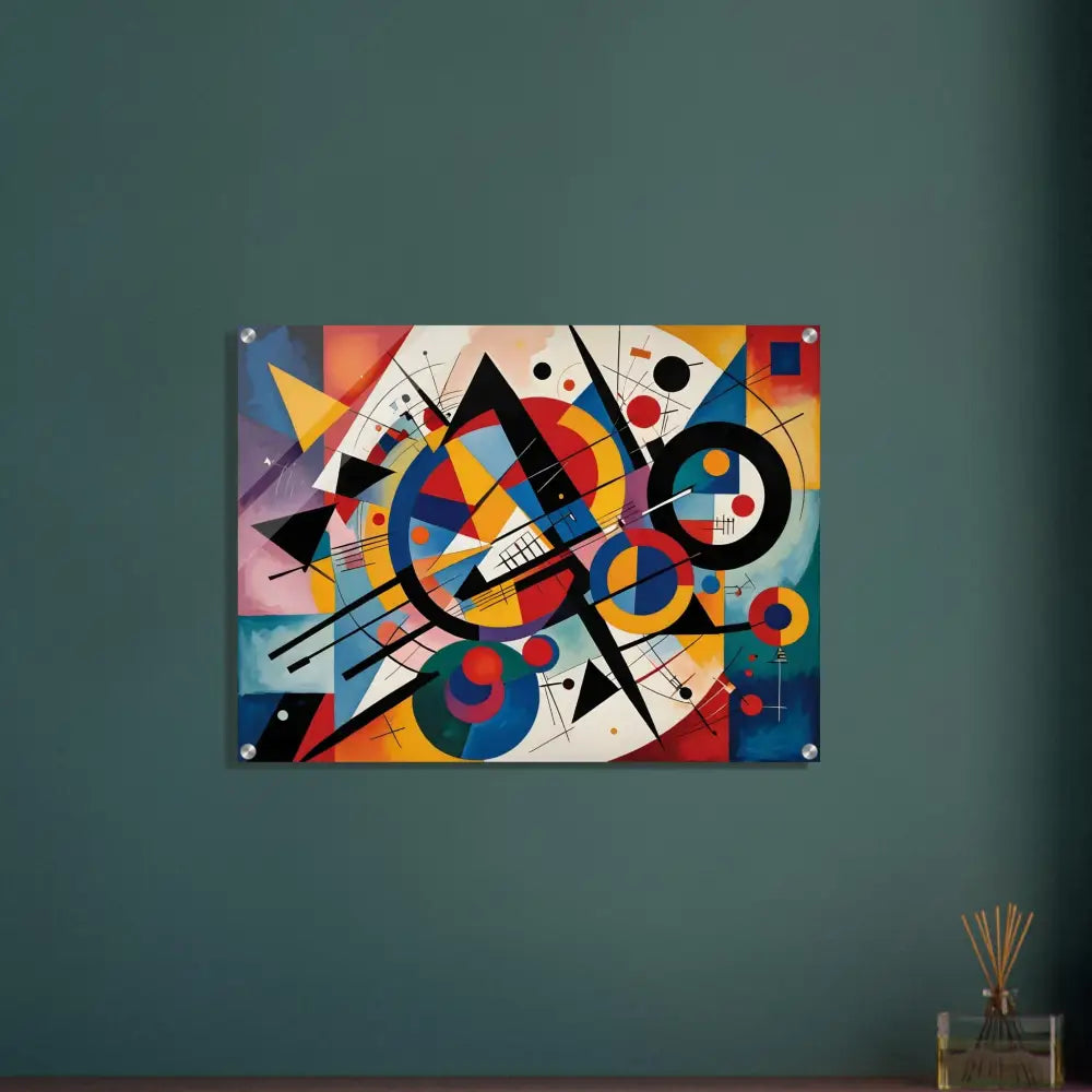 Abstract geometric painting on Acrylic Print Rhythmic Geometry by PixiOnyx Abstract Artistry