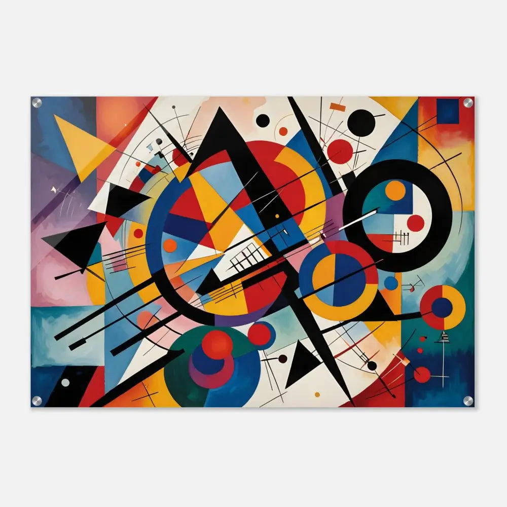 Abstract geometric painting on acrylic print titled Rhythmic Geometry by PixiOnyx