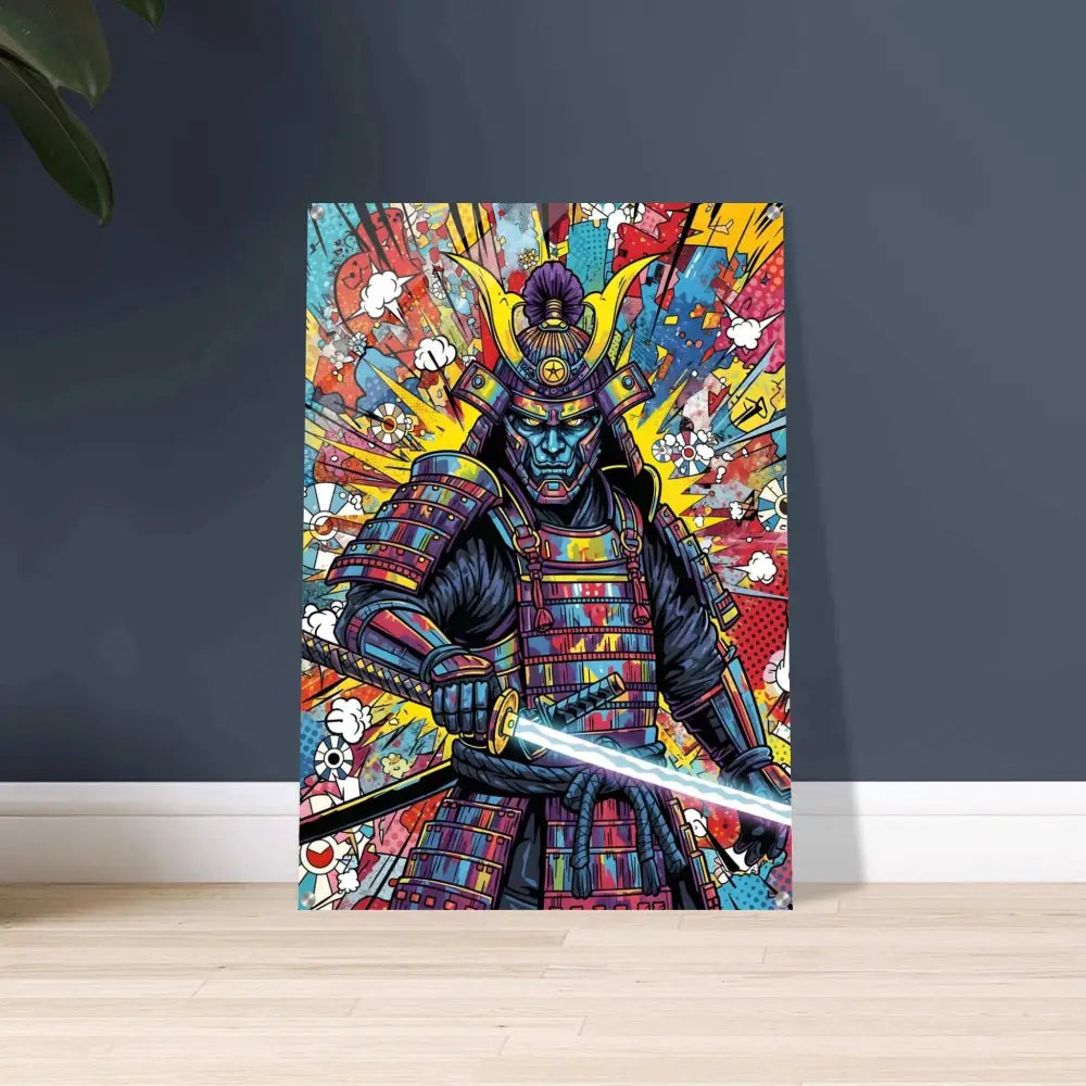 Vibrantly colored Pop Art Samurai Canvas Print from Samurai Splash series with pure weaponized color