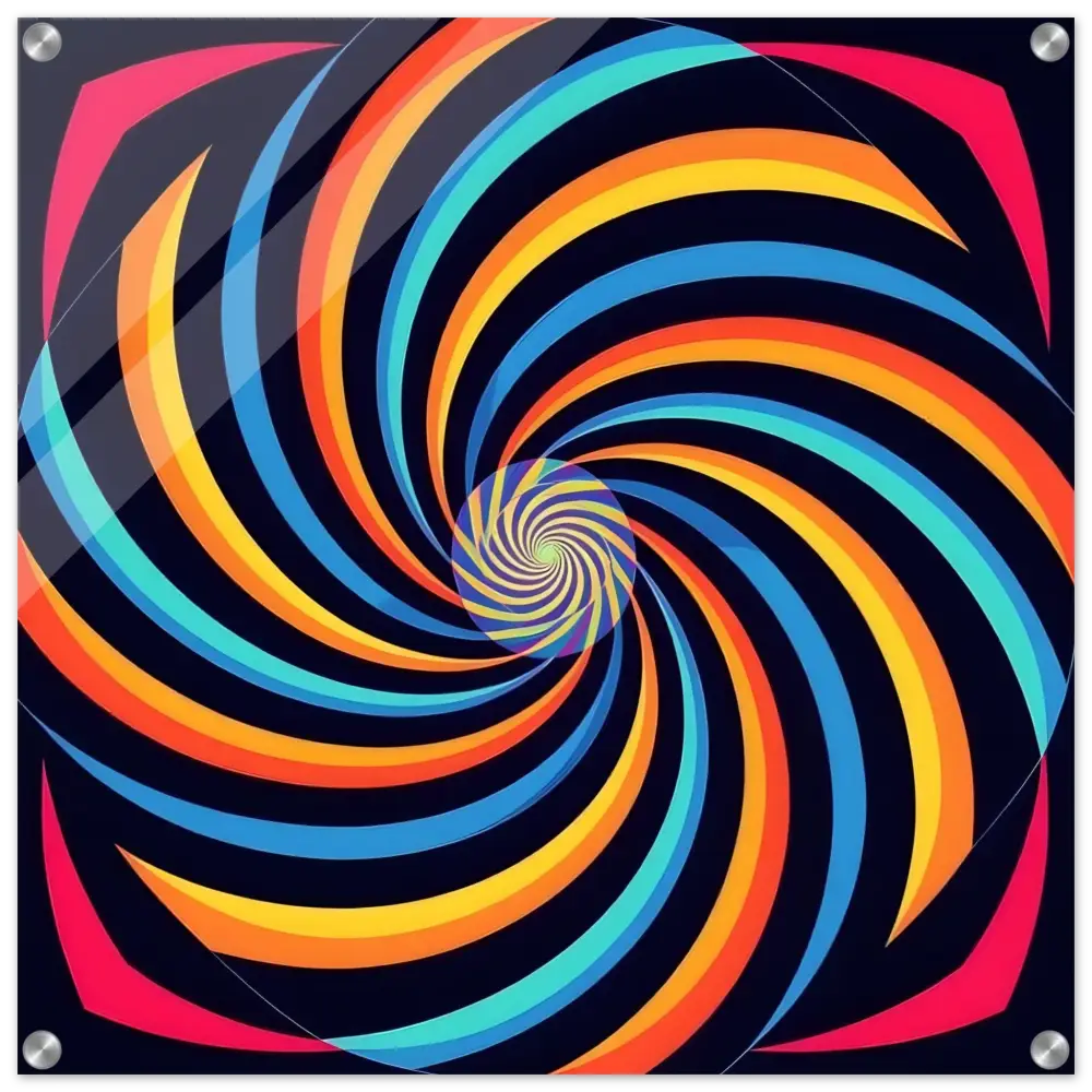 Colorful spiral optical illusion acrylic print Spirograph Swirl PixiOnyx Crystal Clarity