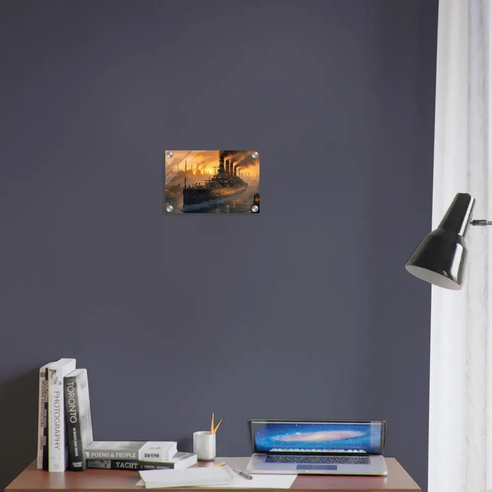 Acrylic print of Steel Leviathan with gloss meets gravitas and PixiOnyx Crystalcore Illumination