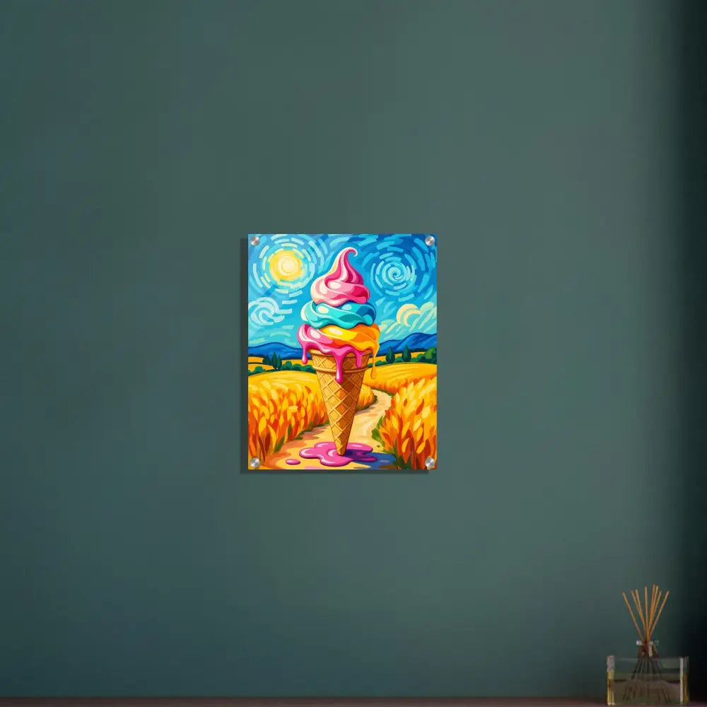 Starry Night style ice cream art on Acrylic Print Sunlit Swirl of Pastoral Chaos