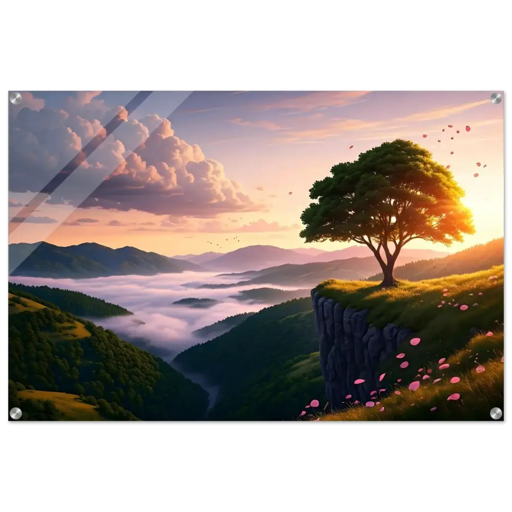 Framed landscape painting acrylic print The Edge of Dawn PixiOnyx Crystal Lightscape