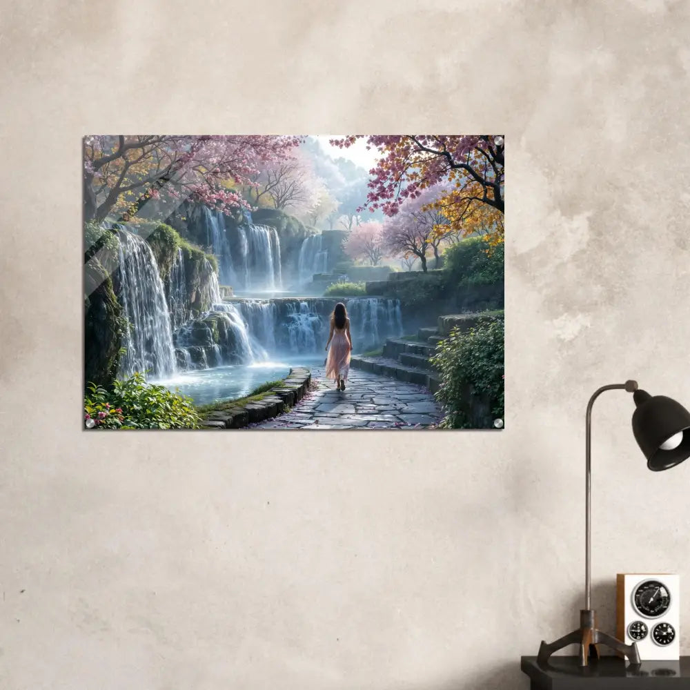 Waterfall landscape wall art acrylic print for bedroom or living room decor