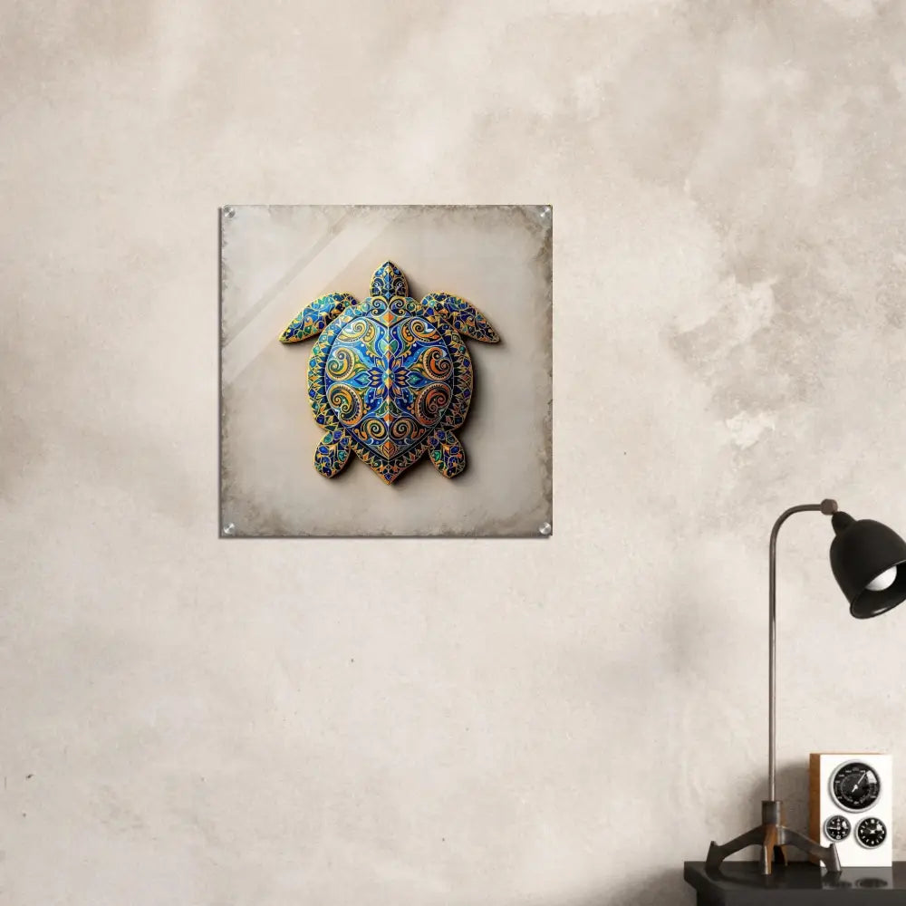 Ornate turtle wall art acrylic print Turtle Sigil Shell of Patterns PixiOnyx Crystal Clarity