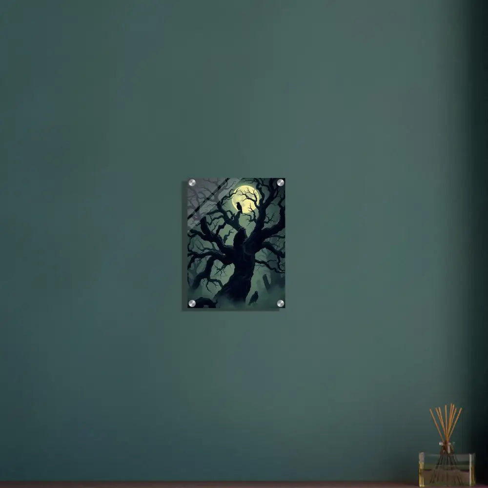 Spooky tree acrylic print from PixiOnyx Ghostglass Edition featuring a haunting moonlit scene