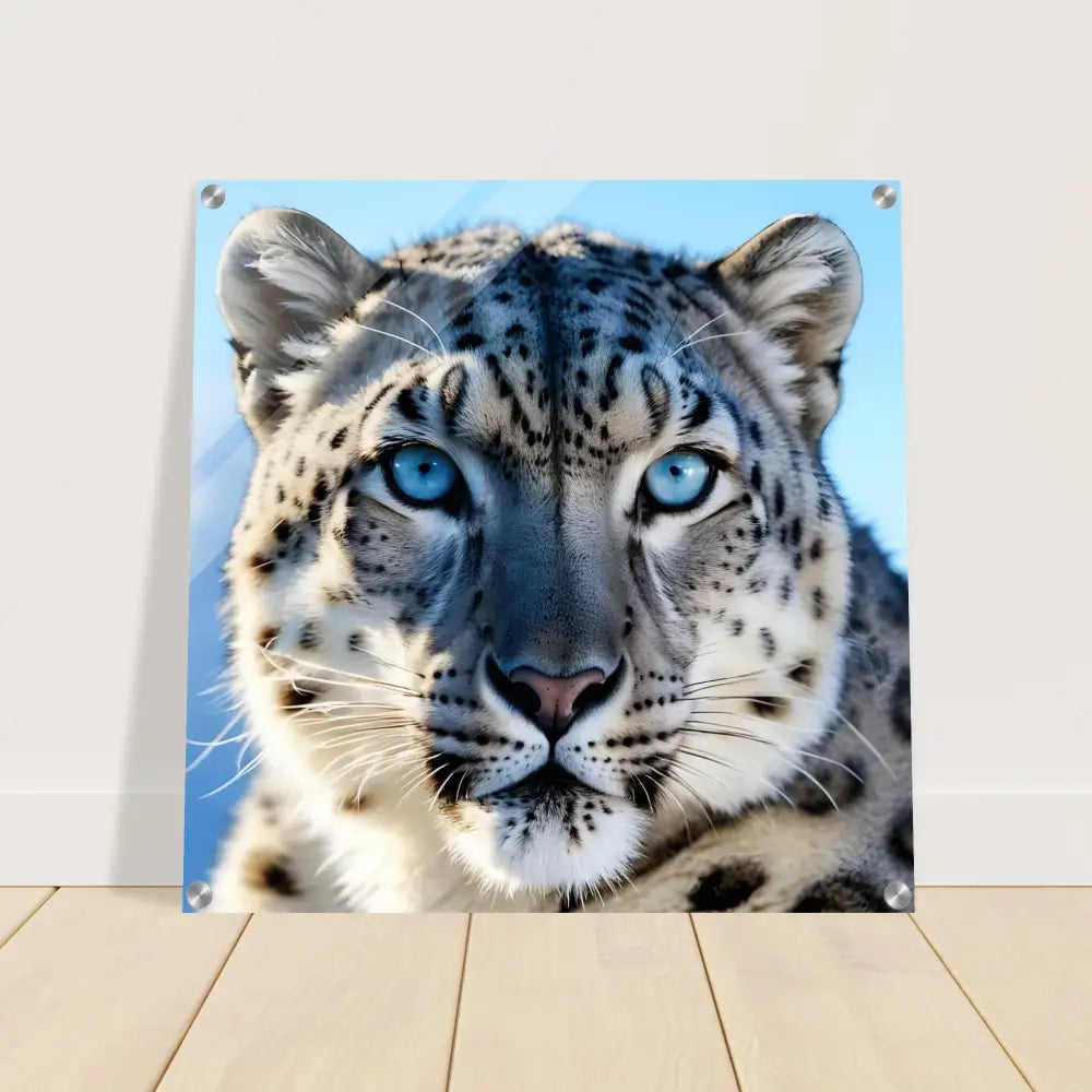 Acrylic Snow Leopard face art from PixiOnyx Crystal Predator Display