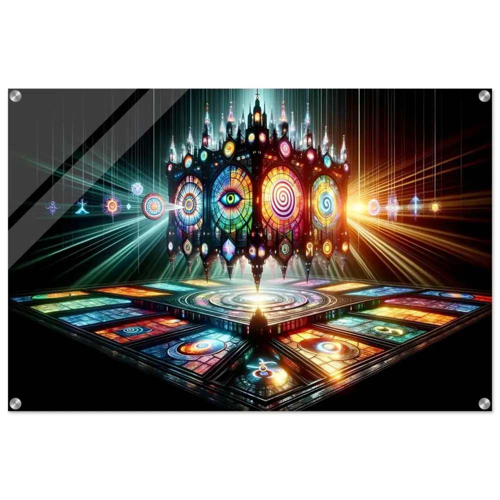 Colorful ornate stained-glass cathedral on Acrylic Vision Temple Crystal Light Panel