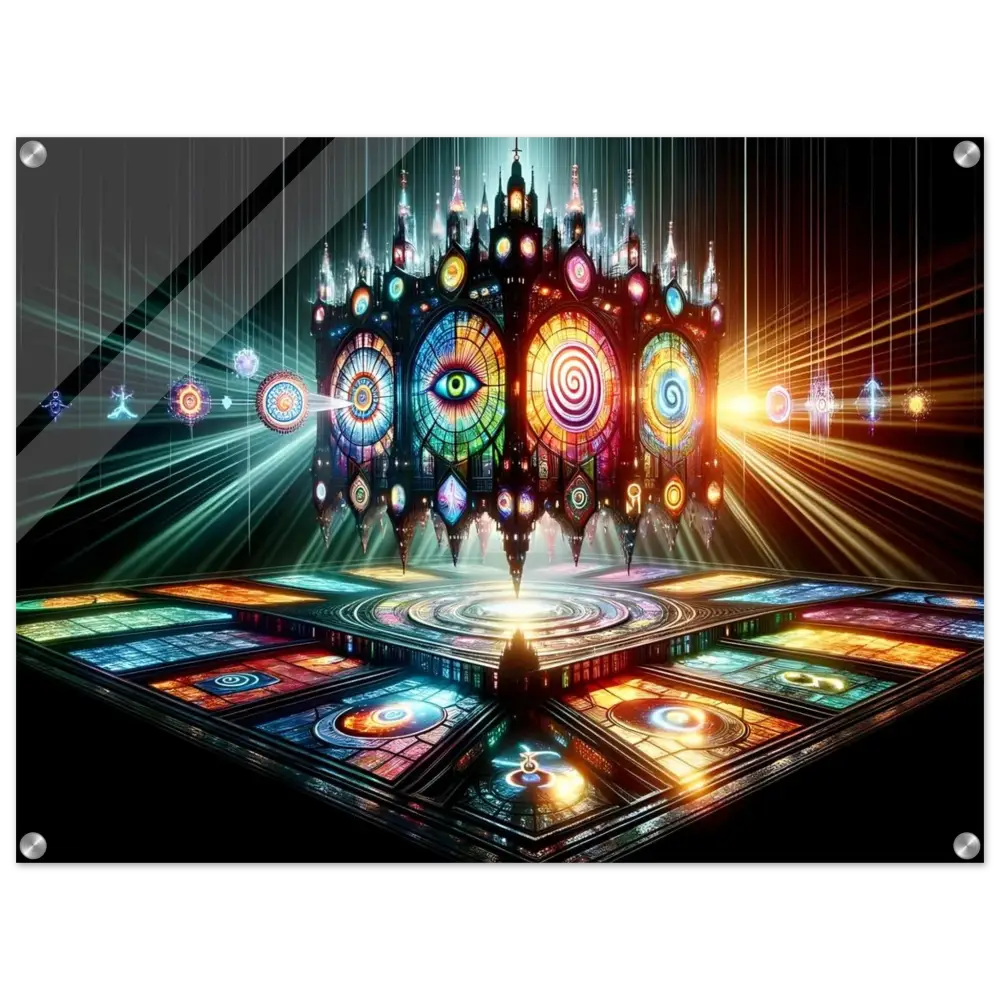 Colorful stained-glass cathedral Acrylic Vision Temple PixiOnyx Crystal Light Panel