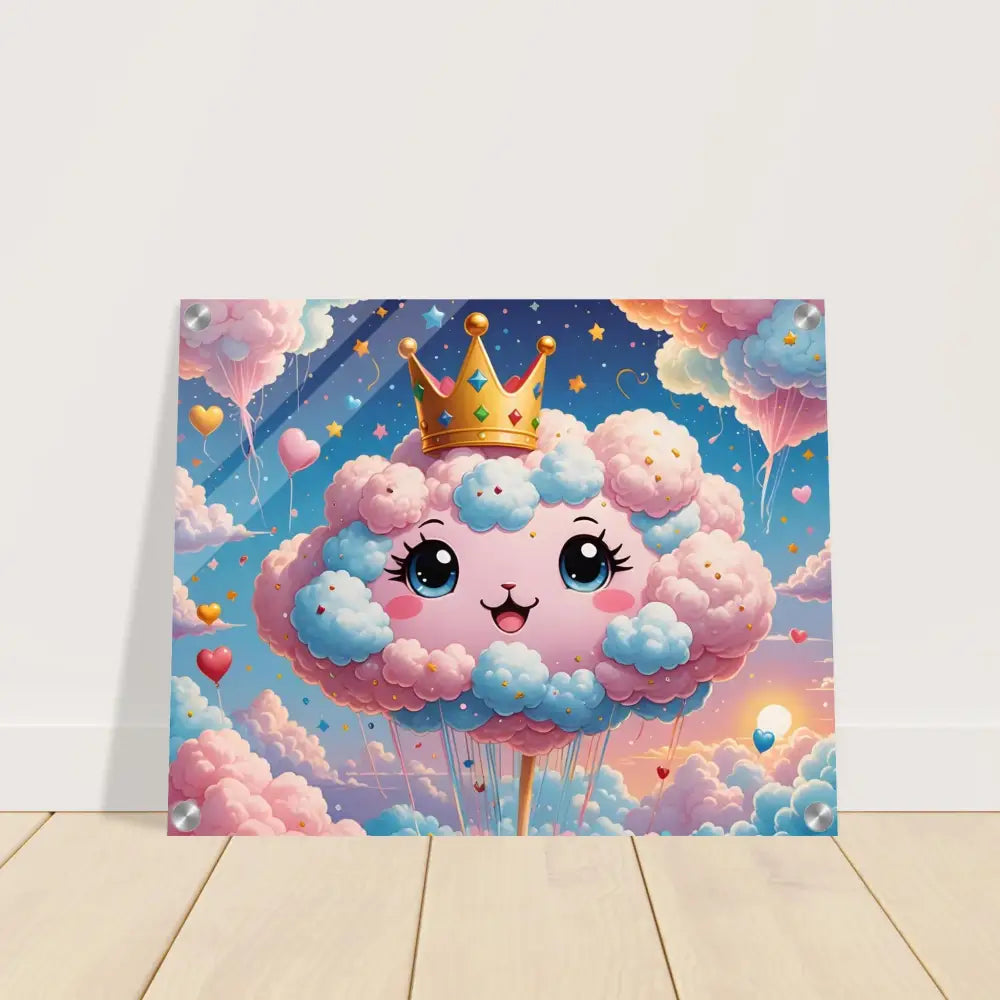 Cute cloud princess wall art from PixiOnyx high shine acrylic fantasy collection