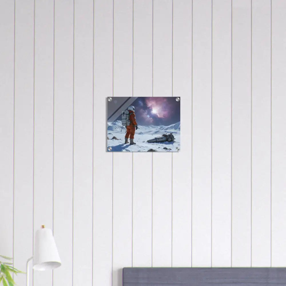 Framed astronaut scene acrylic wall art Crashed Astronaut Scene PixiOnyx Glass Print