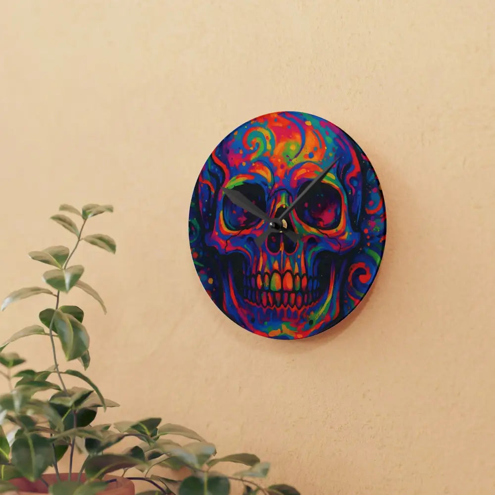 Colorful skull clock wall decor for vibrant modern interior design