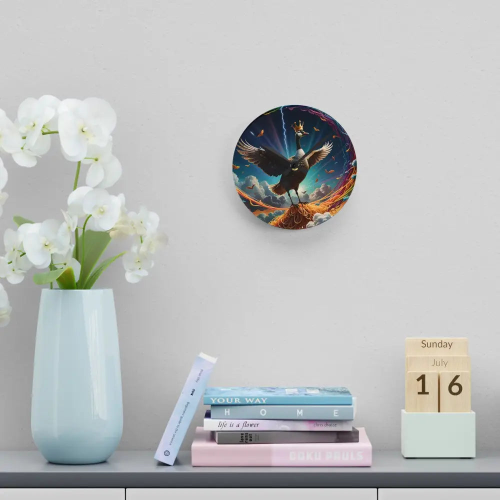 Acrylic wall clock with eagle design from PixiOnyx Surreal Statement collection