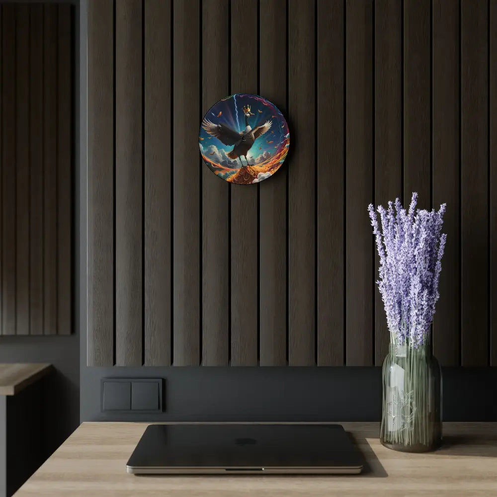 Eagle-themed acrylic wall clock from PixiOnyx Surreal Statement collection