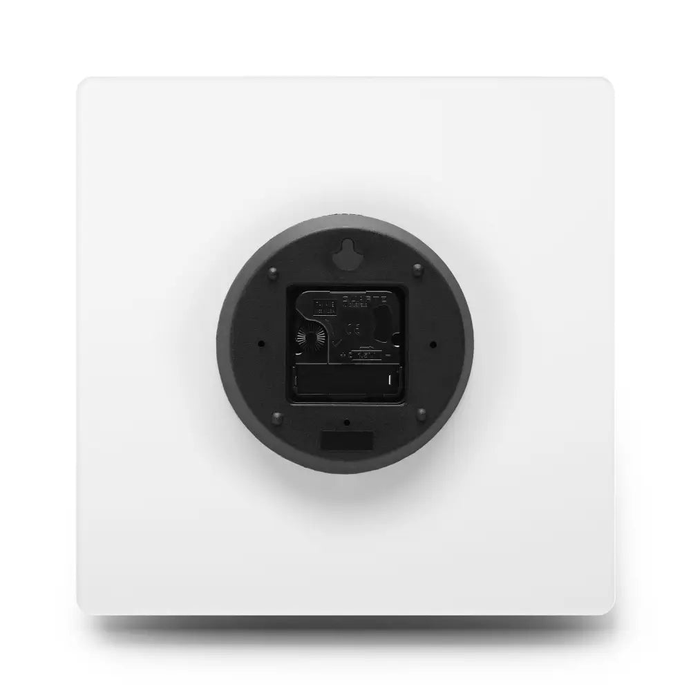 Back view of Acrylic Wall Clock featuring a square shape from Spaghetti Goose Ascension collection