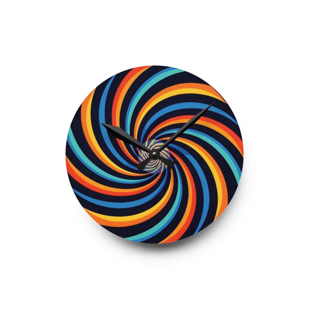 Colorful spiral wall clock from PixiOnyx’s Acrylic Wall Clock Spirograph Swirl collection