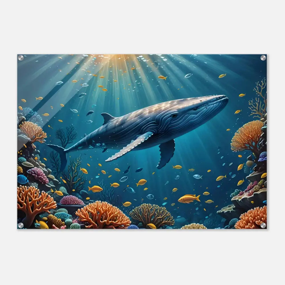 Underwater whale scene on Acrylic Whale Art Prism Beneath the Waves with PixiOnyx Glass Finish