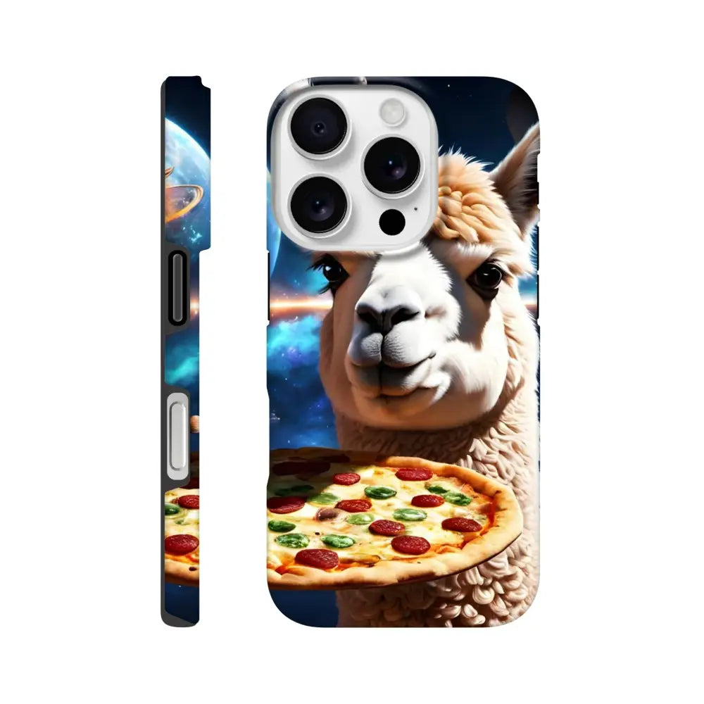 Llama holding pizza phone case on PixiOnyx Alpaca Pizza iPhone Cover product image