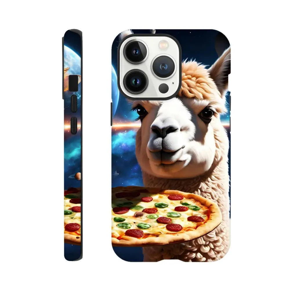 Llama and pizza design on Alpaca Pizza iPhone Case Deep Dish Defender by PixiOnyx