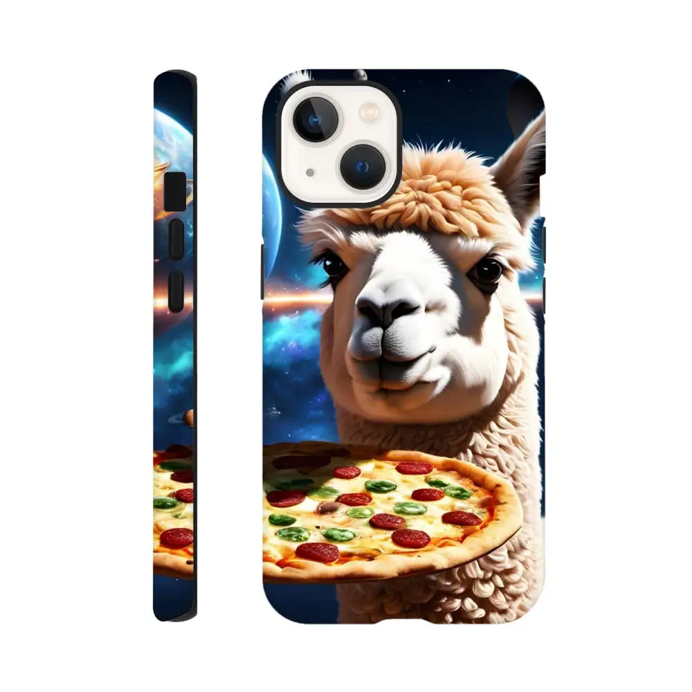 Alpaca pizza phone case for iPhone with tough cosmic design by PixiOnyx