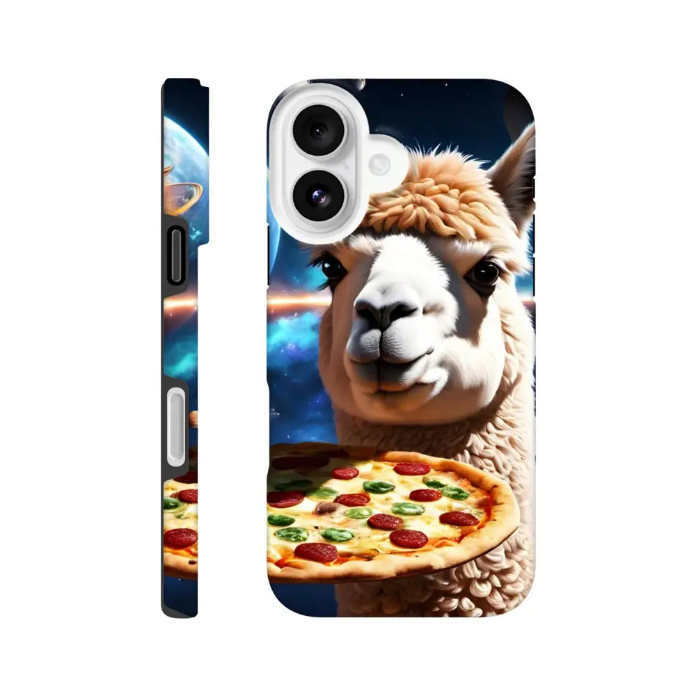 Alpaca and pizza design phone case for iPhone from PixiOnyx Deep Dish Defender