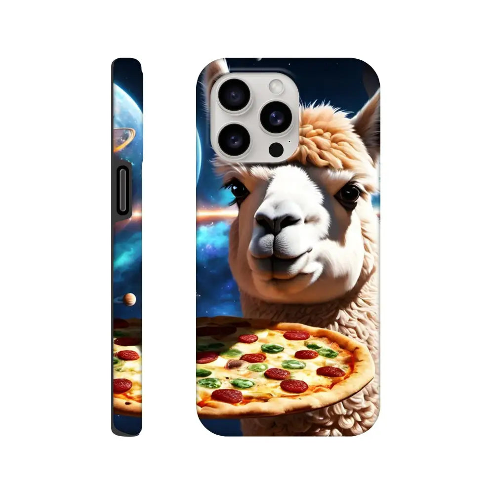 Llama and pizza design on Alpaca Pizza iPhone Case Deep Dish Defender PixiOnyx Cosmic Cover