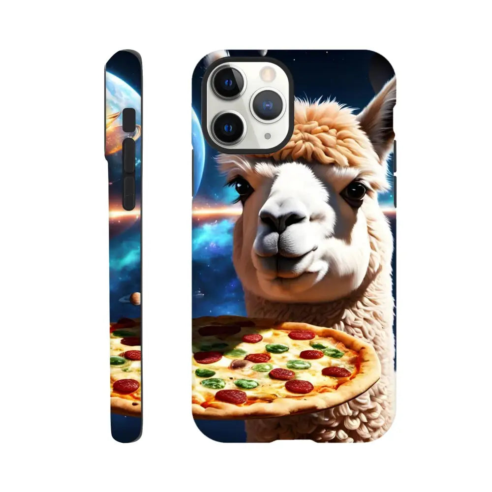 Alpaca and pizza phone case for iPhone from PixiOnyx Deep Dish Defender collection