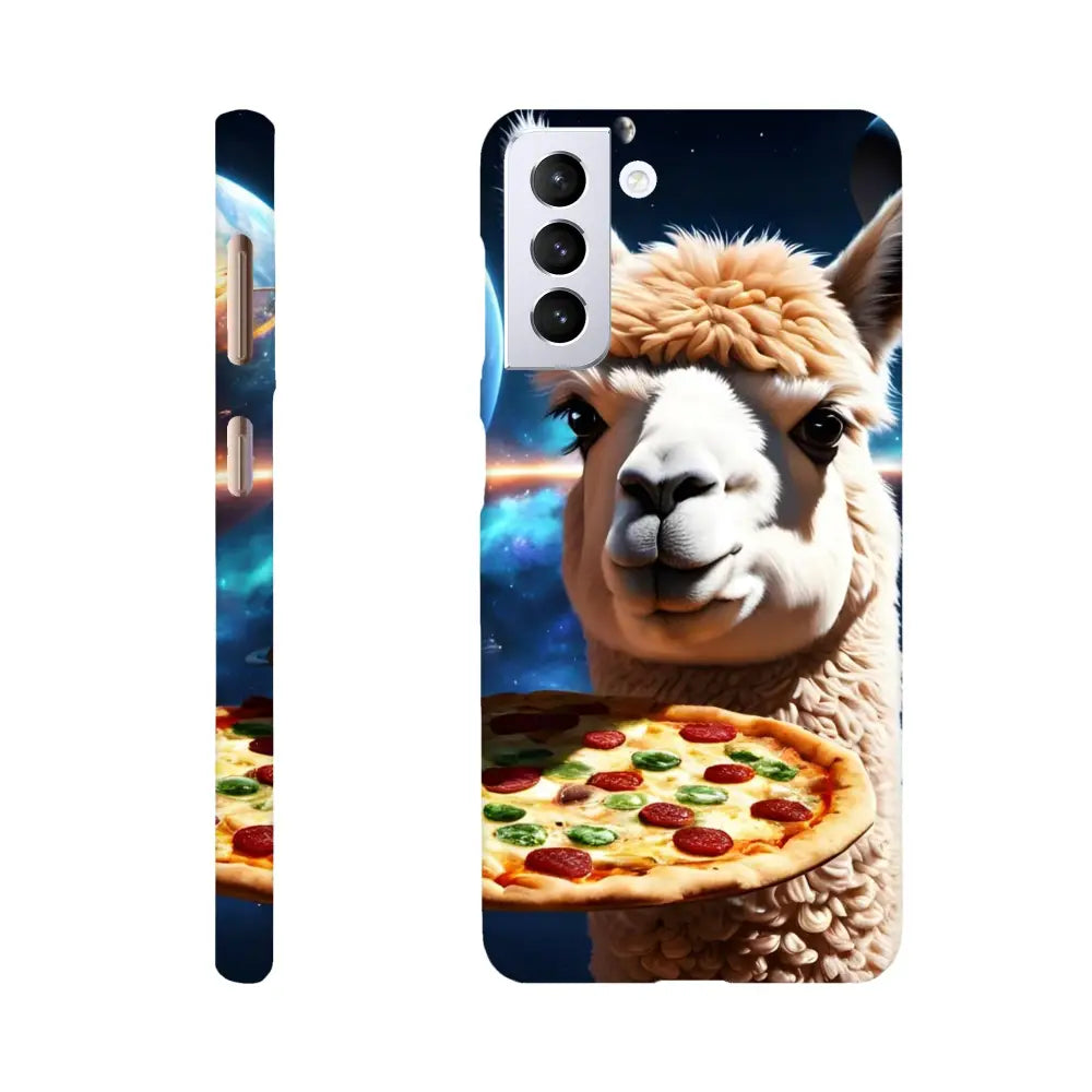 Alpaca and pizza design Phone case for Samsung Galaxy from PixiOnyx Slim Cosmic Crust Wrap