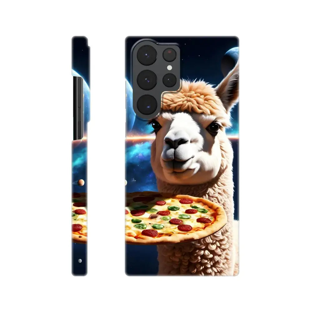 Alpaca Pizza Samsung Case with llama and pizza design on Cosmic Crust Wrap Galaxy Shell