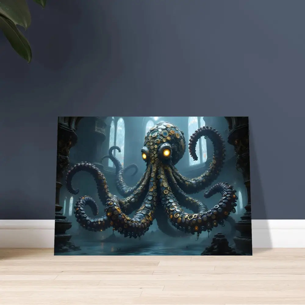 Steampunk-style octopus artwork from Aluminum Clocktopus Print Deep Sea Mechanica PixiOnyx