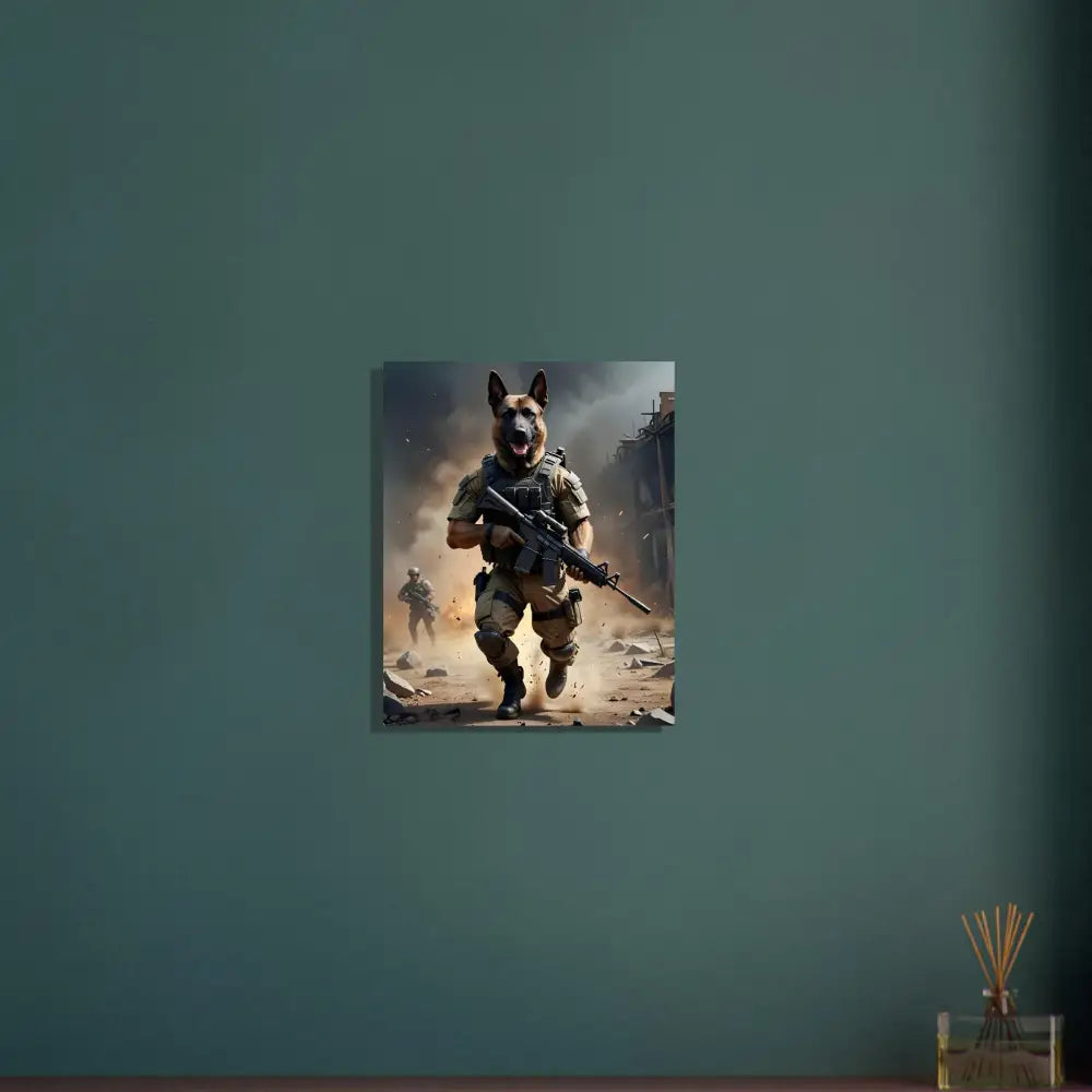 Anthropomorphic dog soldier in tactical gear on Aluminum Print Battlehound Vanguard by PixiOnyx