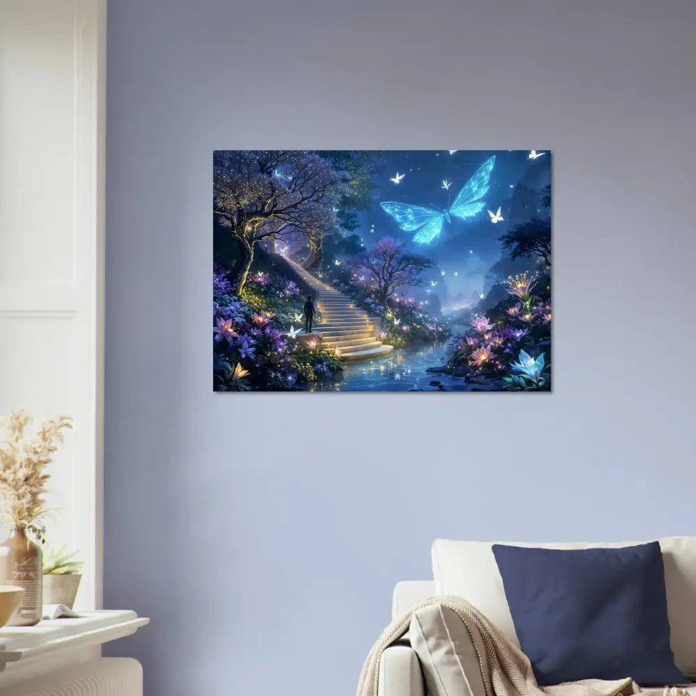 Fantasy butterfly landscape wall art Aluminum Print Biolumina The Valley Beyond PixiOnyx