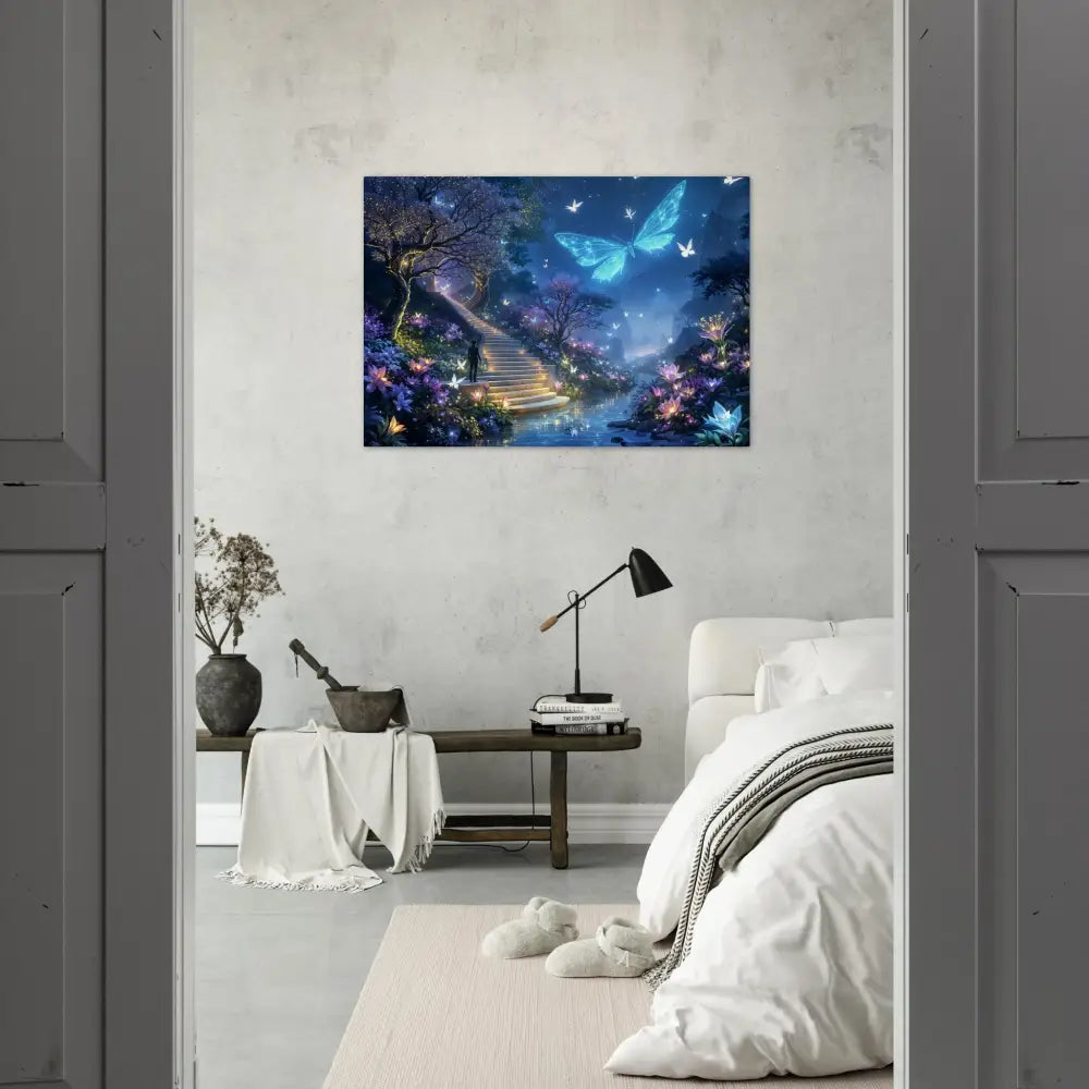 Fantasy butterfly canvas art on Aluminum Print Biolumina The Valley Beyond PixiOnyx