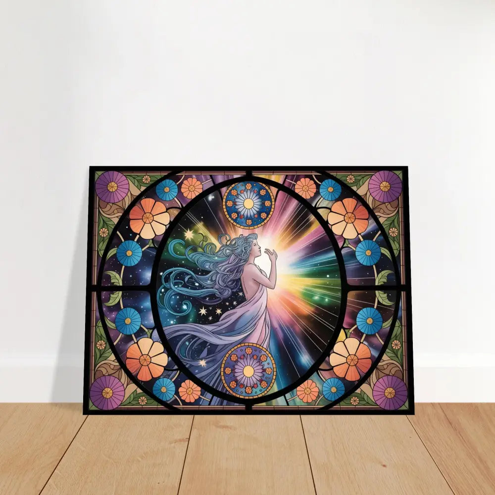 Framed stained-glass-style art print Aluminum Print Celestial Bloom PixiOnyx Luminous Metal