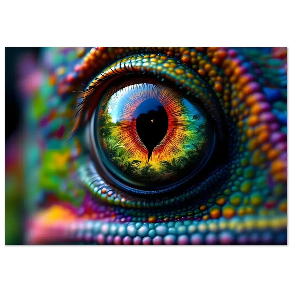 Colorful chameleon eye Aluminum Print Chameleon’s Prism PixiOnyx Hypnotic Gaze