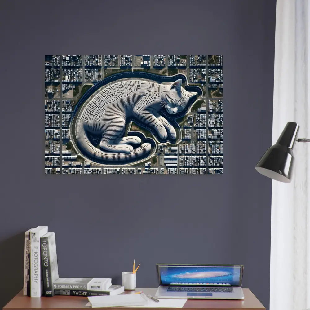 Cat-shaped maze artwork aluminum print from Citynap Overlook PixiOnyx Metallic Series