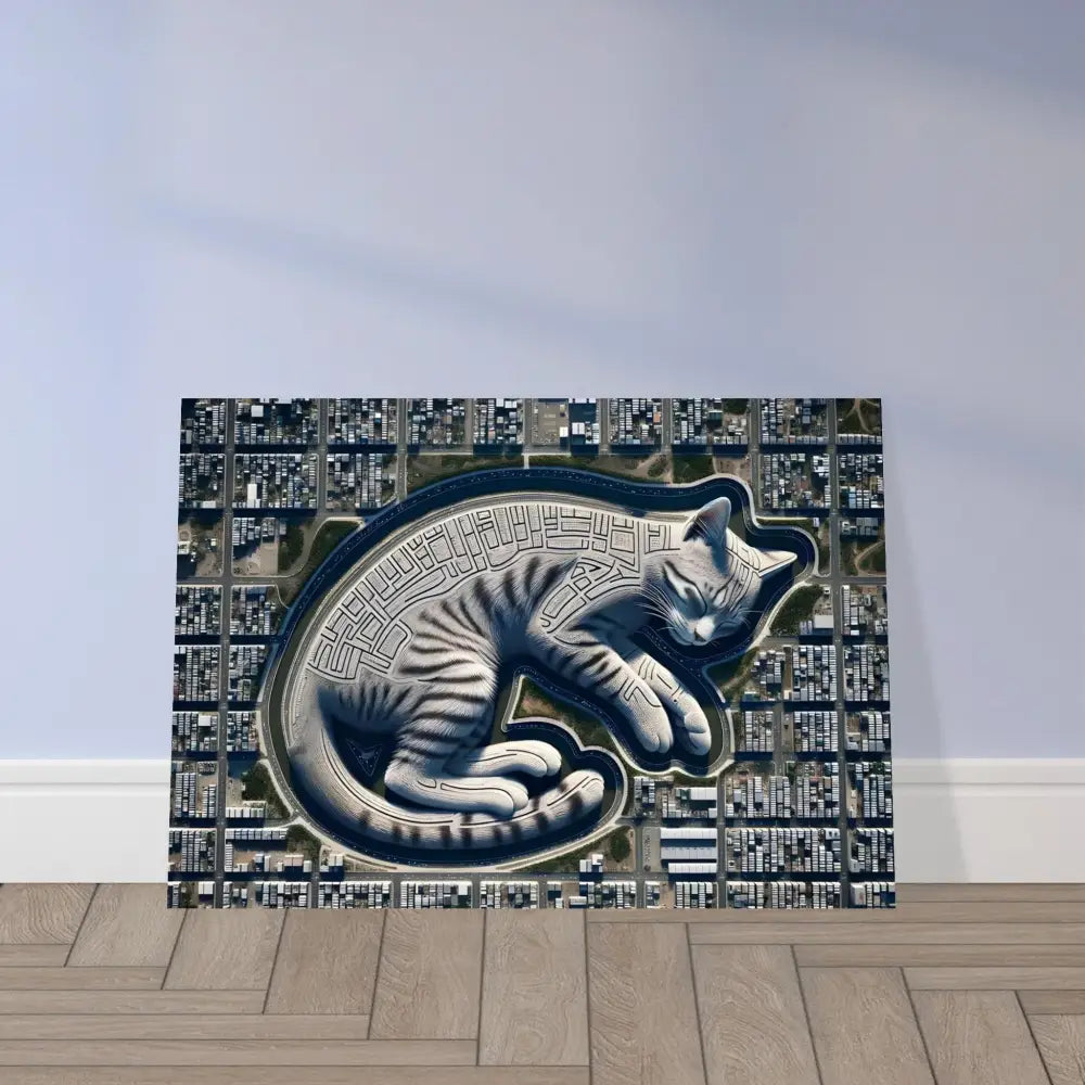 Cat-shaped maze city art Aluminum Print Citynap Overlook PixiOnyx Metallic Series