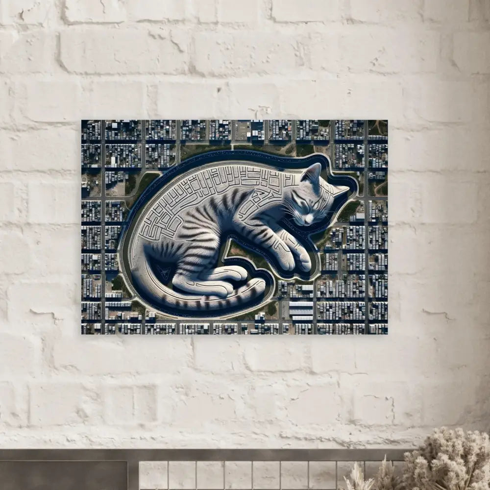 Cat-shaped maze artwork Aluminum Print Citynap Overlook PixiOnyx Metallic Series