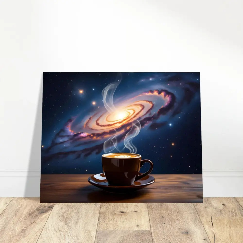 Galaxy coffee art print on PixiOnyx Dreamscape Metal Aluminum Print product