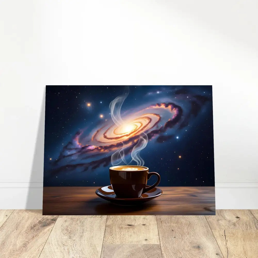 Coffee cup galaxy art on Aluminum Print Cosmic Brew PixiOnyx Dreamscape Metal