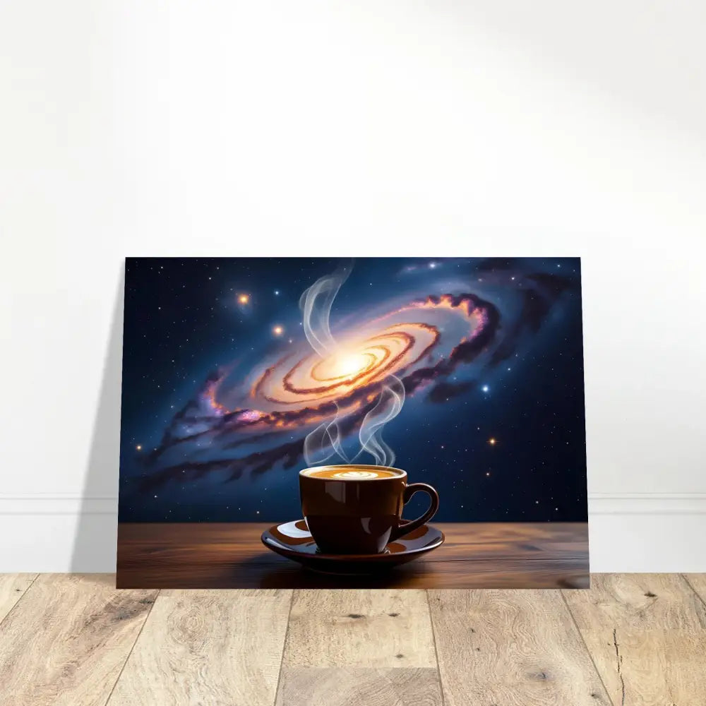 Coffee cup galaxy artwork on Aluminum Print Cosmic Brew PixiOnyx Dreamscape Metal