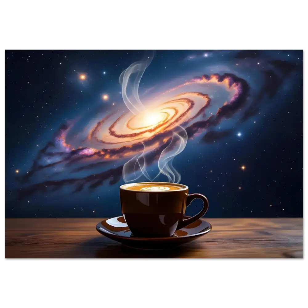 Steaming Coffee Cup Aluminum Print Cosmic Brew PixiOnyx Dreamscape Metal