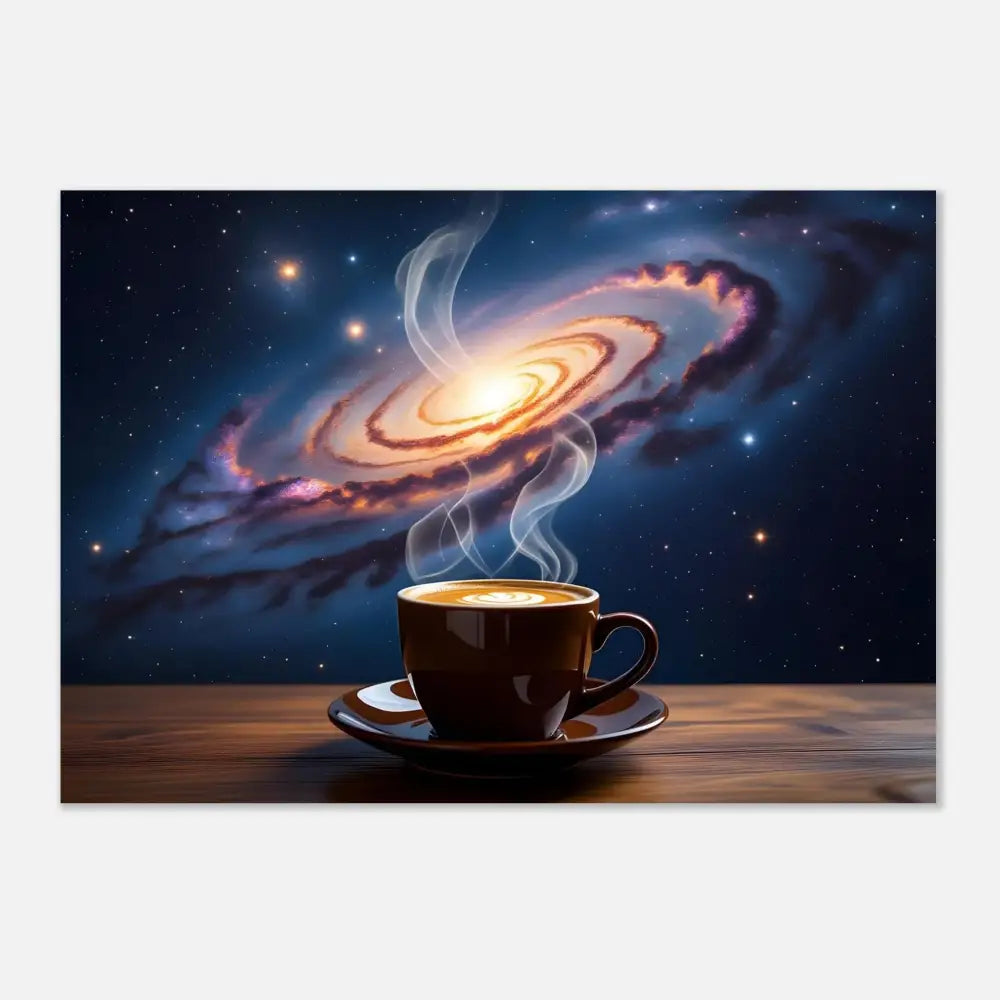 Steaming coffee cup on Aluminum Print Cosmic Brew PixiOnyx Dreamscape Metal artwork