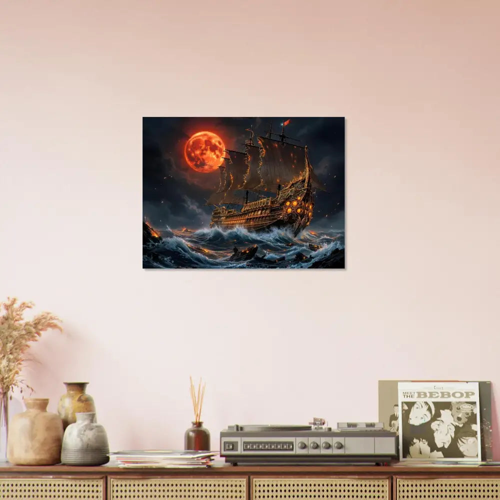 Aluminum Print Crimson Reign featuring spectral armada glows under blood moon armada scene